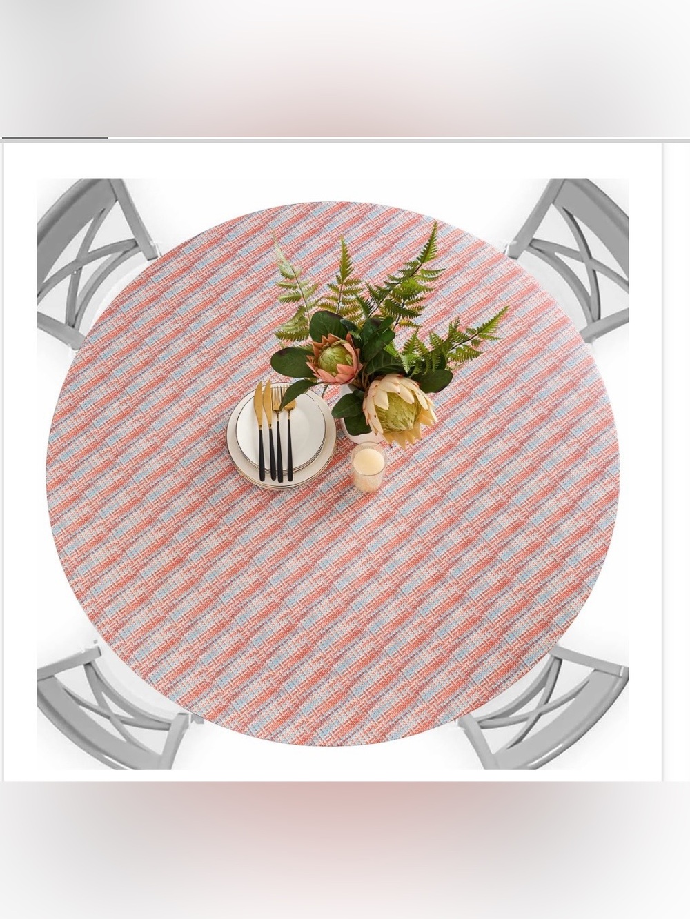 Waterproof Vinyl Tablecloth 36” ROUND - Orange Twill Weave